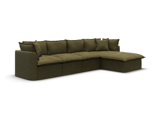 Koala Tamarama 4-section modular sofa with chaise in Forest Walk, regular, studio shot on white
