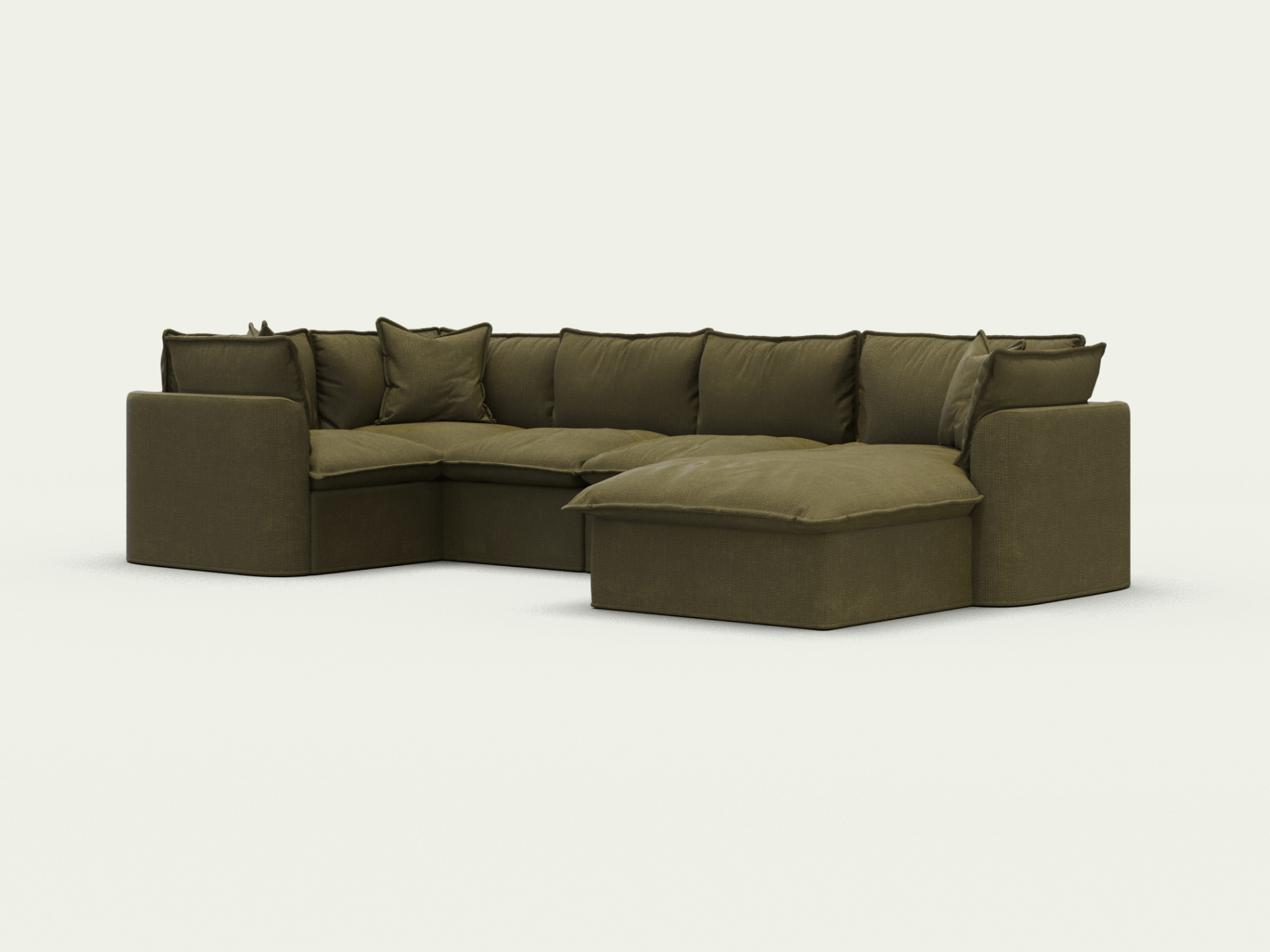 Koala Tamarama 5-section L-shape sectional with chaise in Forest Walk, regular, studio shot on white