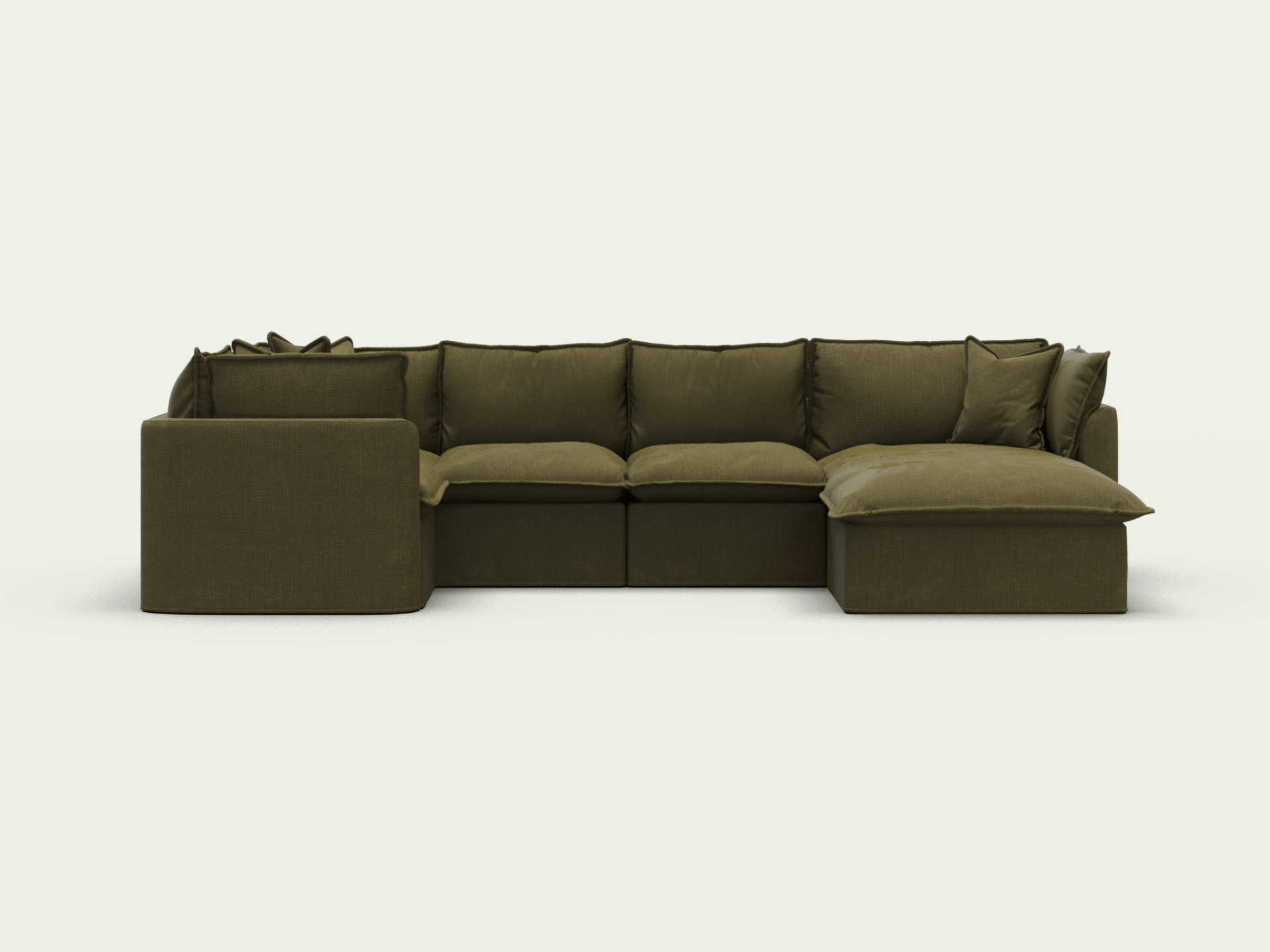 Koala Tamarama 5-section L-shape sectional with chaise in Forest Walk, regular, studio shot on white