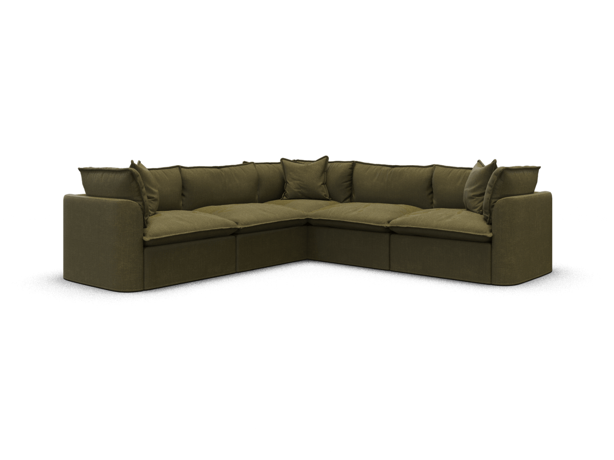 Koala Tamarama 5-section L-shape sectional in Forest Walk, extra-wide, studio shot on white