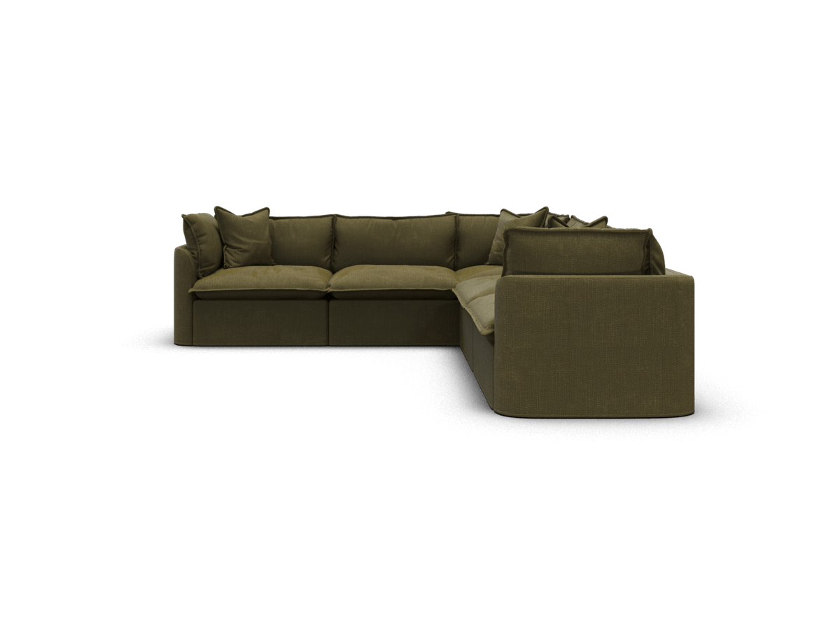 Koala Tamarama 5-section L-shape sectional in Forest Walk, extra-wide, studio shot on white