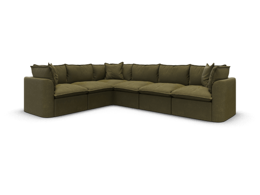 Koala Tamarama 6-section L-shape sectional in Forest Walk, regular, studio shot on white