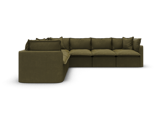 Koala Tamarama 6-section L-shape sectional in Forest Walk, regular, studio shot on white