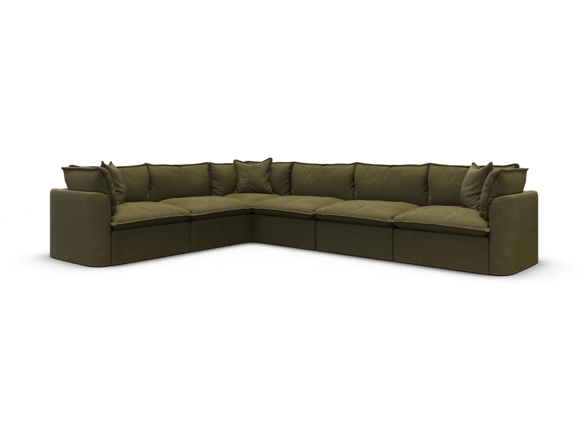 Koala Tamarama 6-section L-shape sectional in Forest Walk, extra-wide, studio shot on white