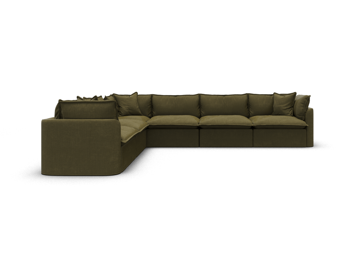 Koala Tamarama 6-section L-shape sectional in Forest Walk, extra-wide, studio shot on white