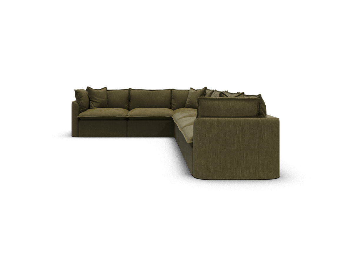 Koala Tamarama 6-section L-shape sectional in Forest Walk, extra-wide, studio shot on white