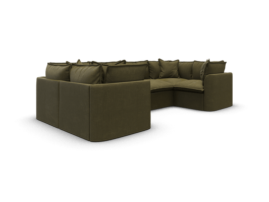 Koala Tamarama 6-section U-shape sectional in Forest Walk, regular, studio shot on white