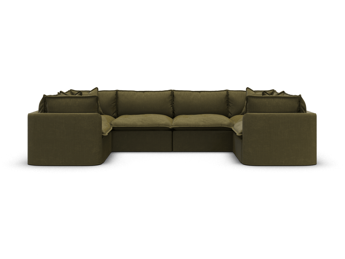 Koala Tamarama 6-section U-shape sectional in Forest Walk, extra-wide, studio shot on white