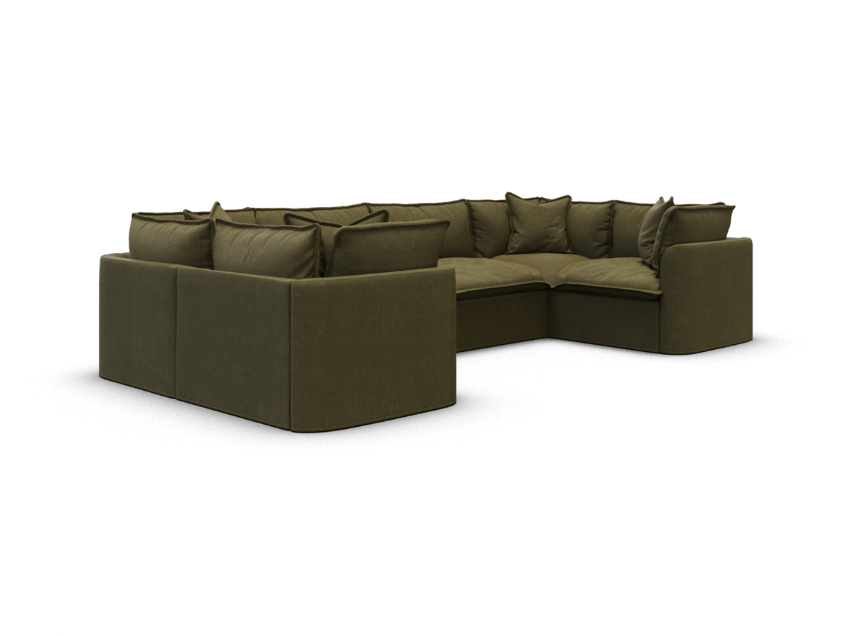 Koala Tamarama 6-section U-shape sectional in Forest Walk, extra-wide, studio shot on white