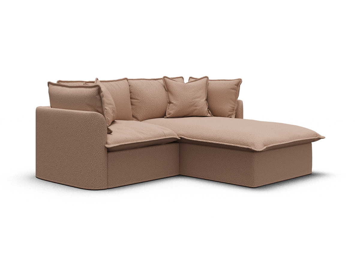 Koala Tamarama 2-section modular sofa with chaise in Pebble Beach, extra-wide, studio shot on white