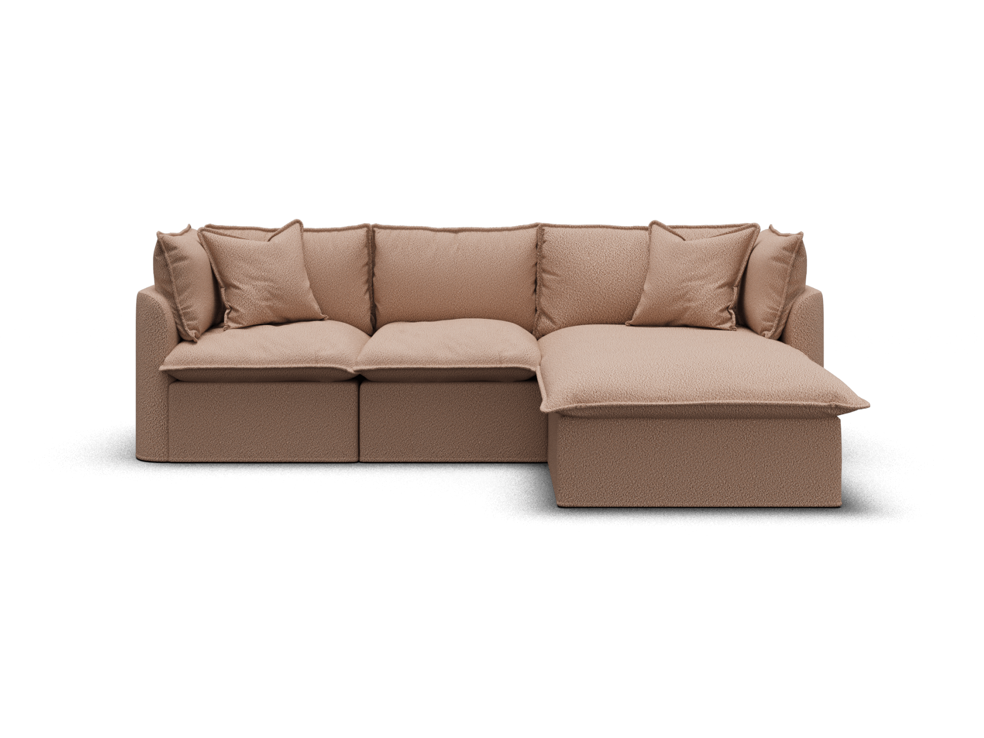 Koala Tamarama 3-section modular sofa with chaise in Pebble Beach, regular, studio shot on white