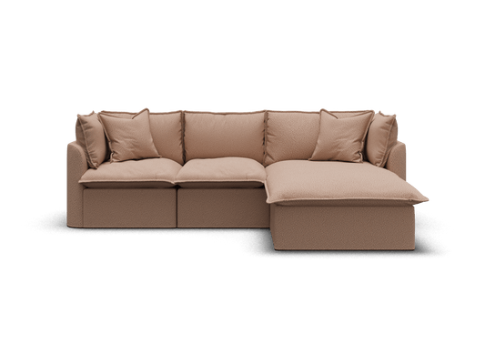 Koala Tamarama 3-section modular sofa with chaise in Pebble Beach, regular, studio shot on white