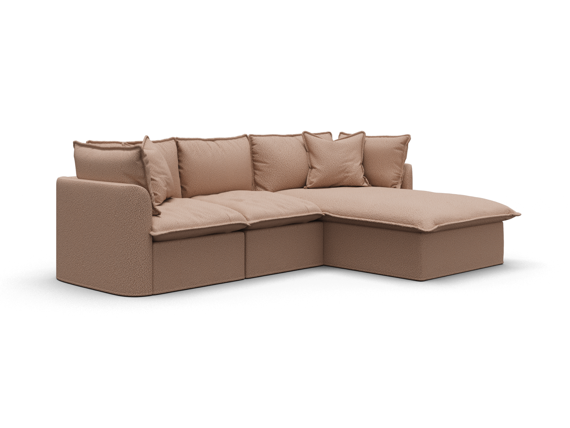 Koala Tamarama 3-section modular sofa with chaise in Pebble Beach, regular, studio shot on white