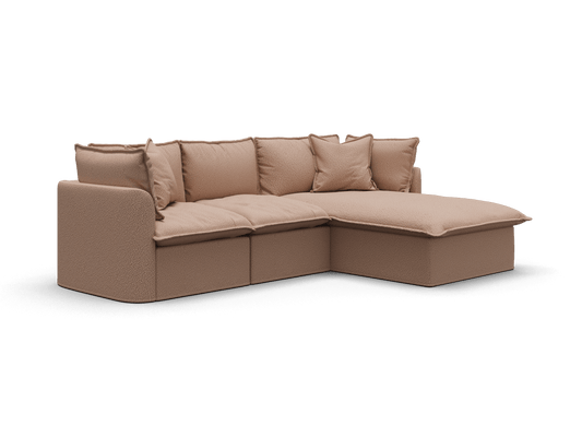 Koala Tamarama 3-section modular sofa with chaise in Pebble Beach, regular, studio shot on white