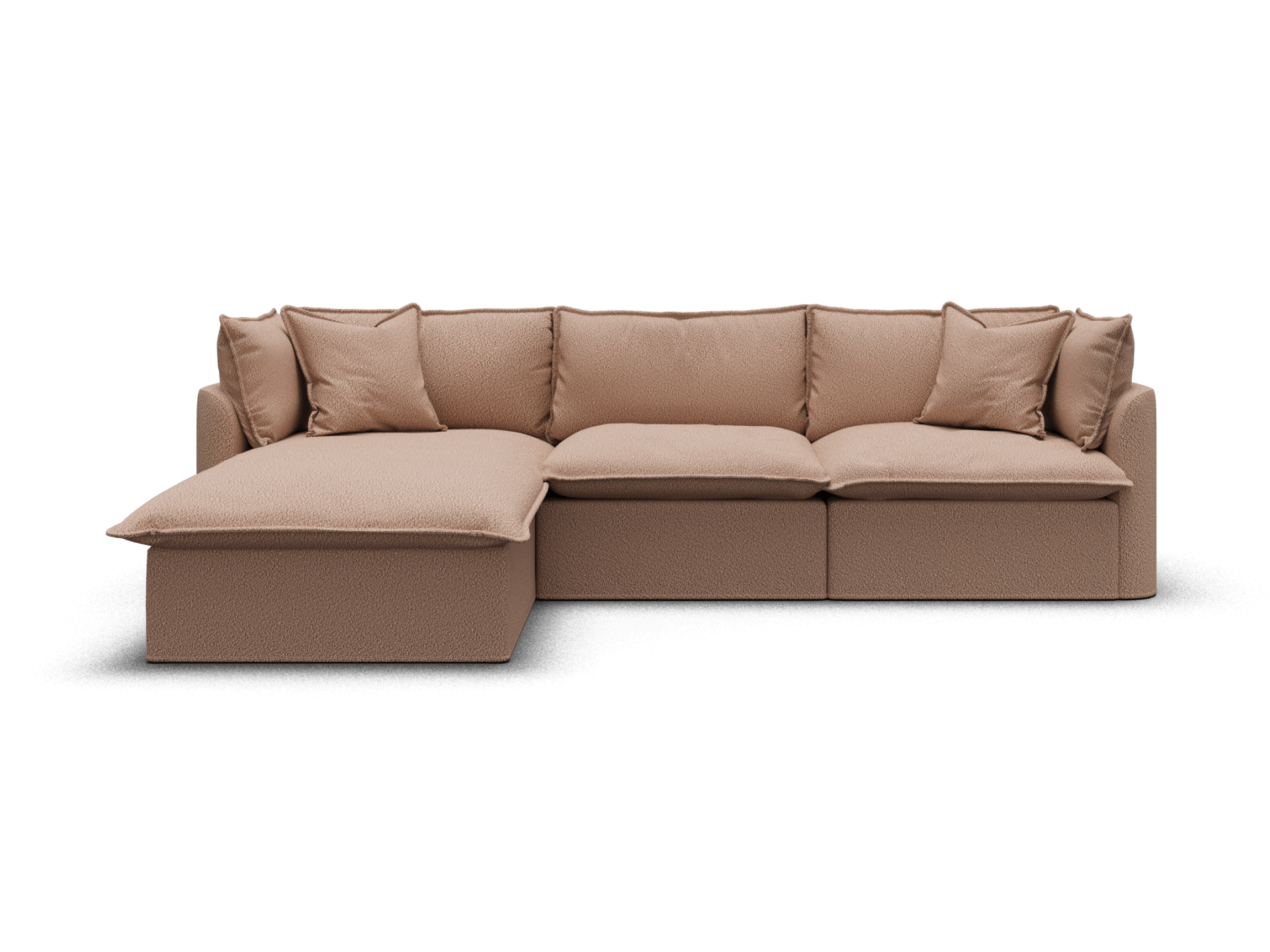 Koala Tamarama 3-section modular sofa with chaise in Pebble Beach, extra-wide, studio shot on white