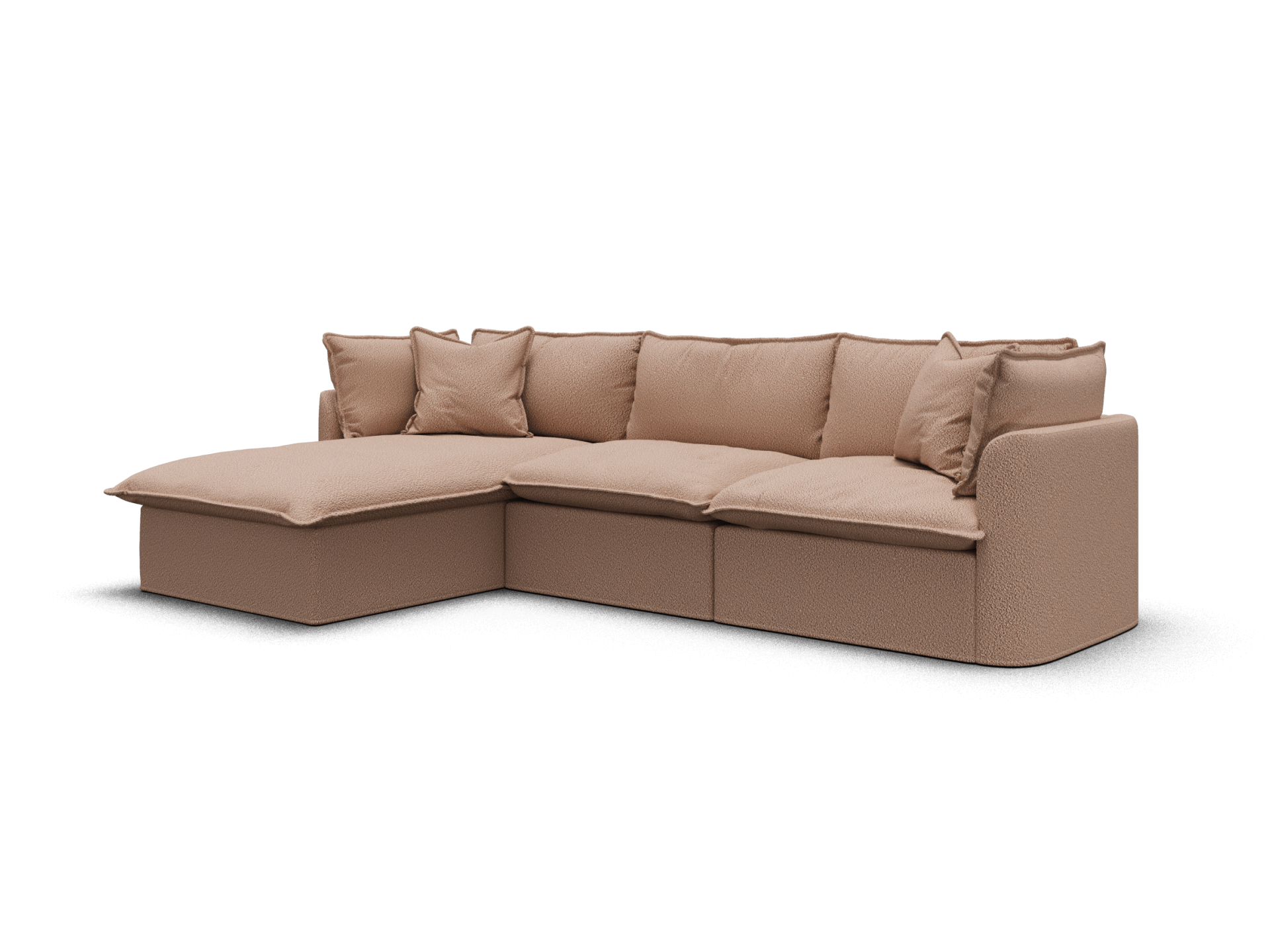 Koala Tamarama 3-section modular sofa with chaise in Pebble Beach, extra-wide, studio shot on white