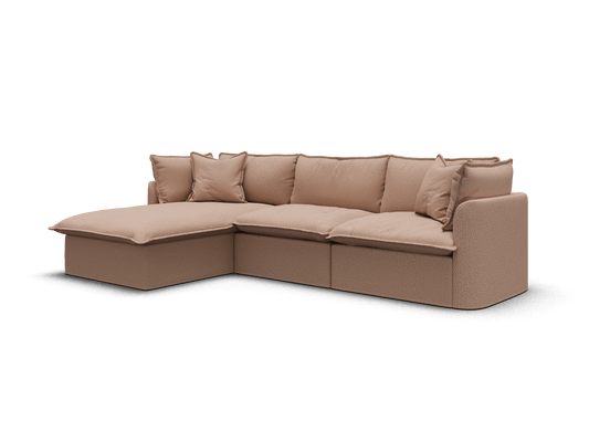 Koala Tamarama 3-section modular sofa with chaise in Pebble Beach, extra-wide, studio shot on white