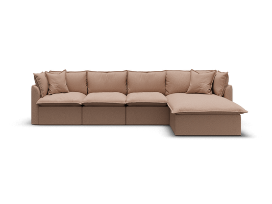 Koala Tamarama 4-section modular sofa with chaise in Pebble Beach, regular, studio shot on white