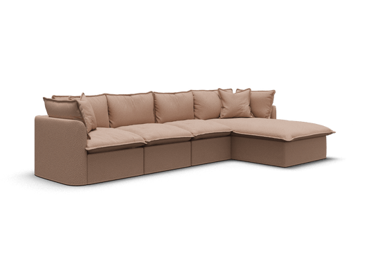 Koala Tamarama 4-section modular sofa with chaise in Pebble Beach, regular, studio shot on white