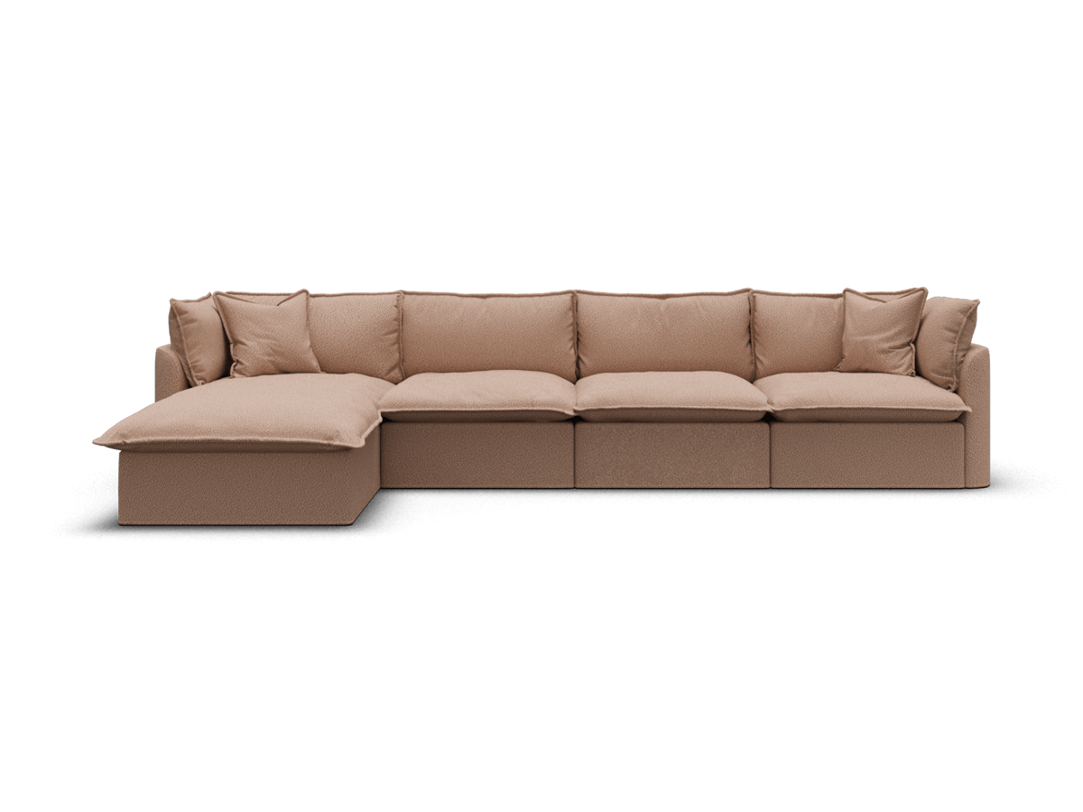 Koala Tamarama 4-section modular sofa with chaise in Pebble Beach, extra-wide, studio shot on white