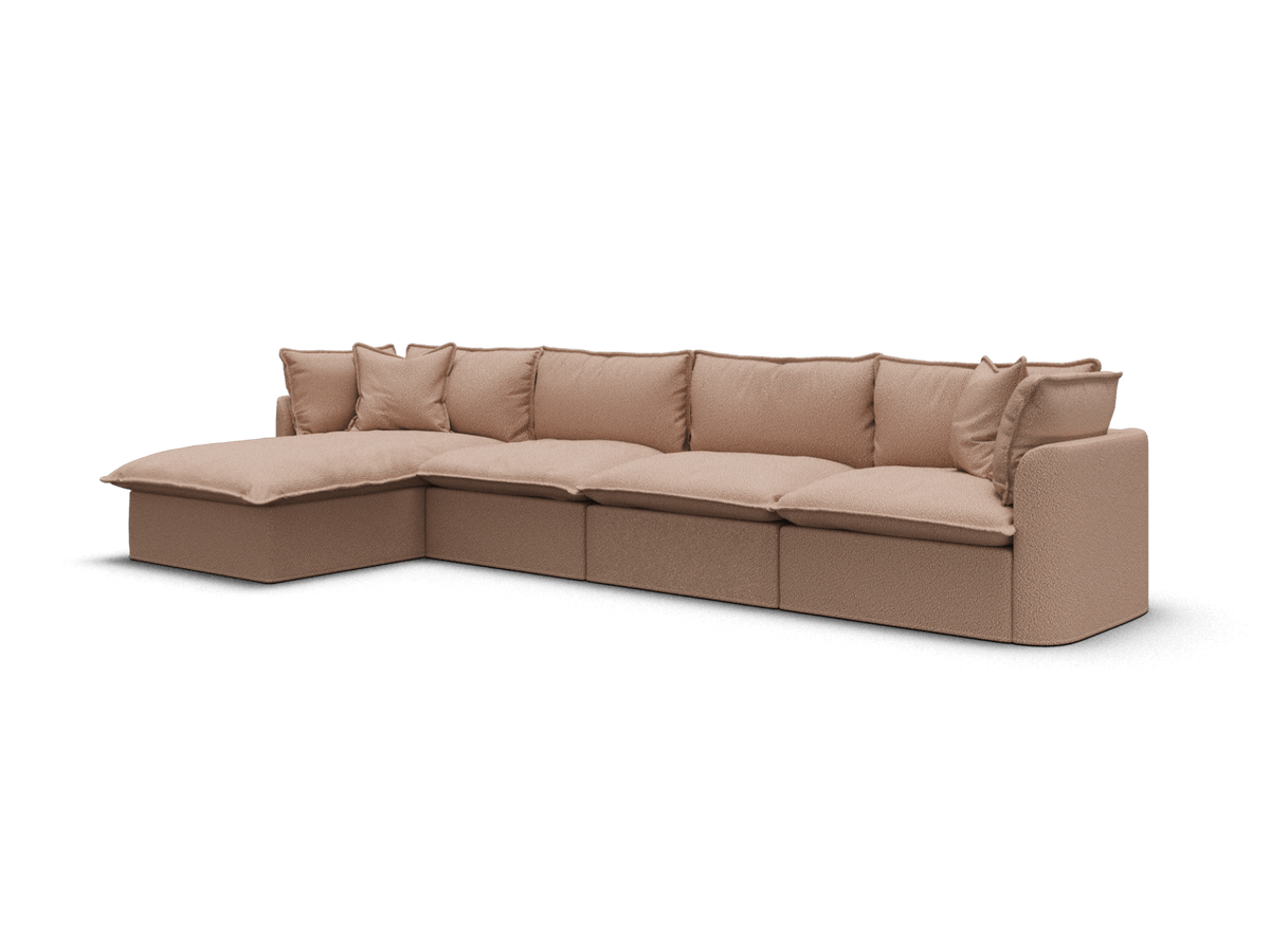 Koala Tamarama 4-section modular sofa with chaise in Pebble Beach, extra-wide, studio shot on white
