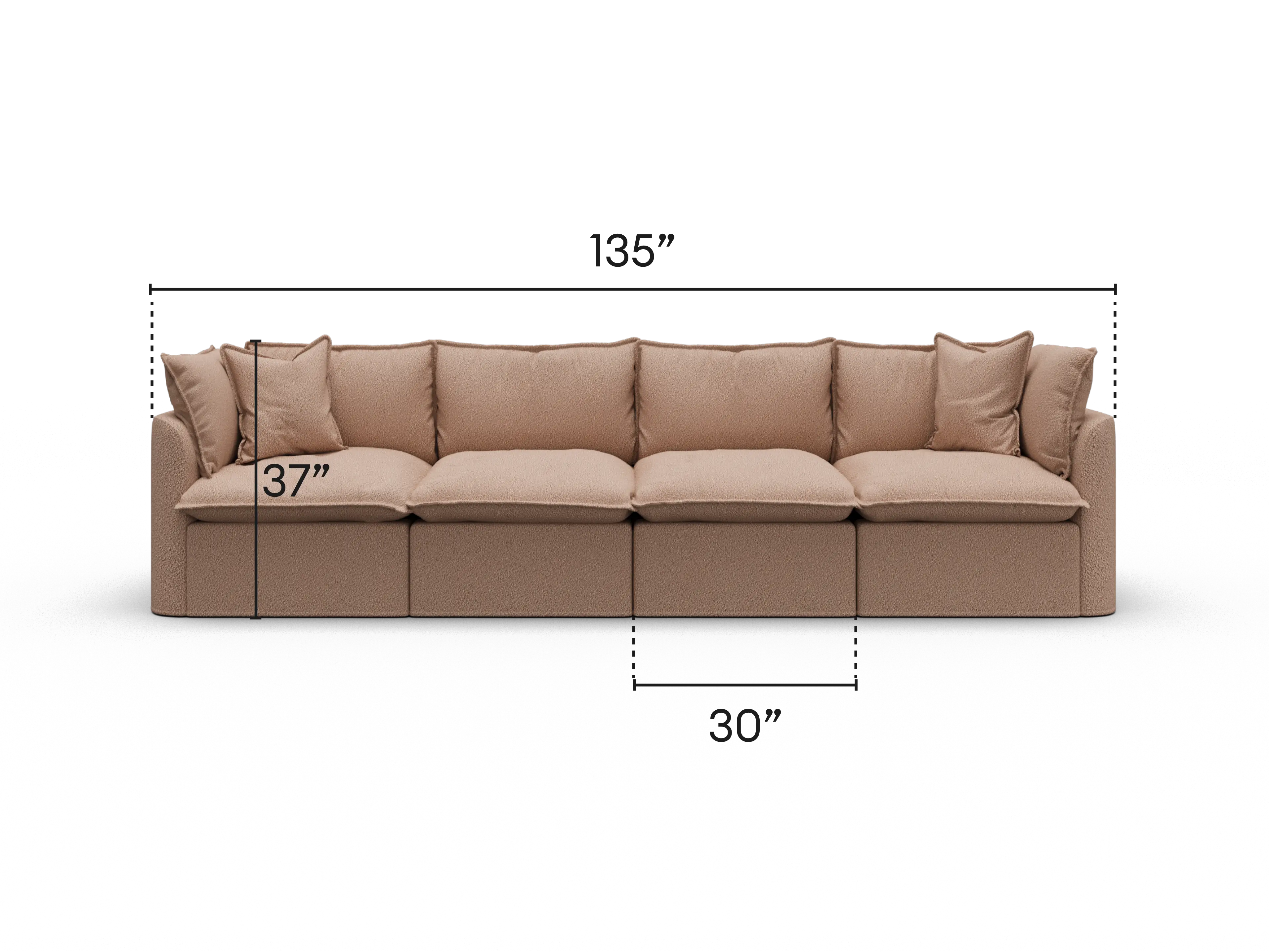 Tamarama Modular Sofa - Regular / 4 Sections / Pebble Beach (Luxe)