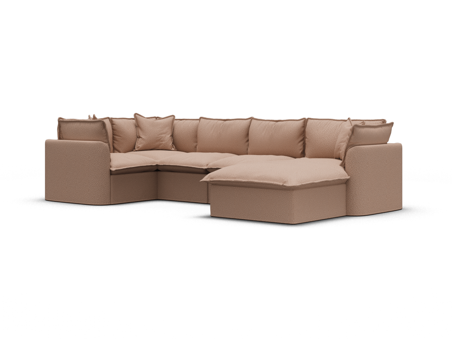 Koala Tamarama 5-section L-shape sectional with chaise in Pebble Beach, regular, studio shot on white