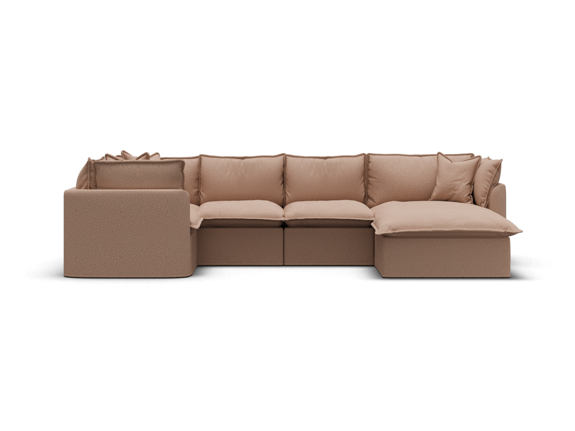 Koala Tamarama 5-section L-shape sectional with chaise in Pebble Beach, regular, studio shot on white