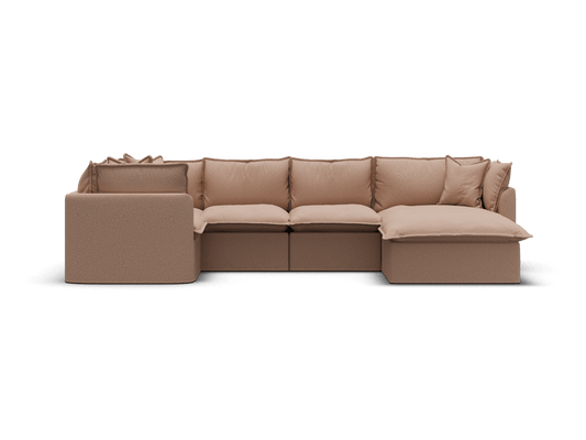 Koala Tamarama 5-section L-shape sectional with chaise in Pebble Beach, regular, studio shot on white