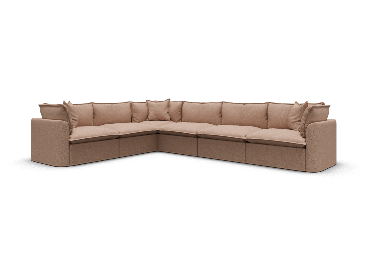 Koala Tamarama 6-section L-shape sectional in Pebble Beach, extra-wide, studio shot on white