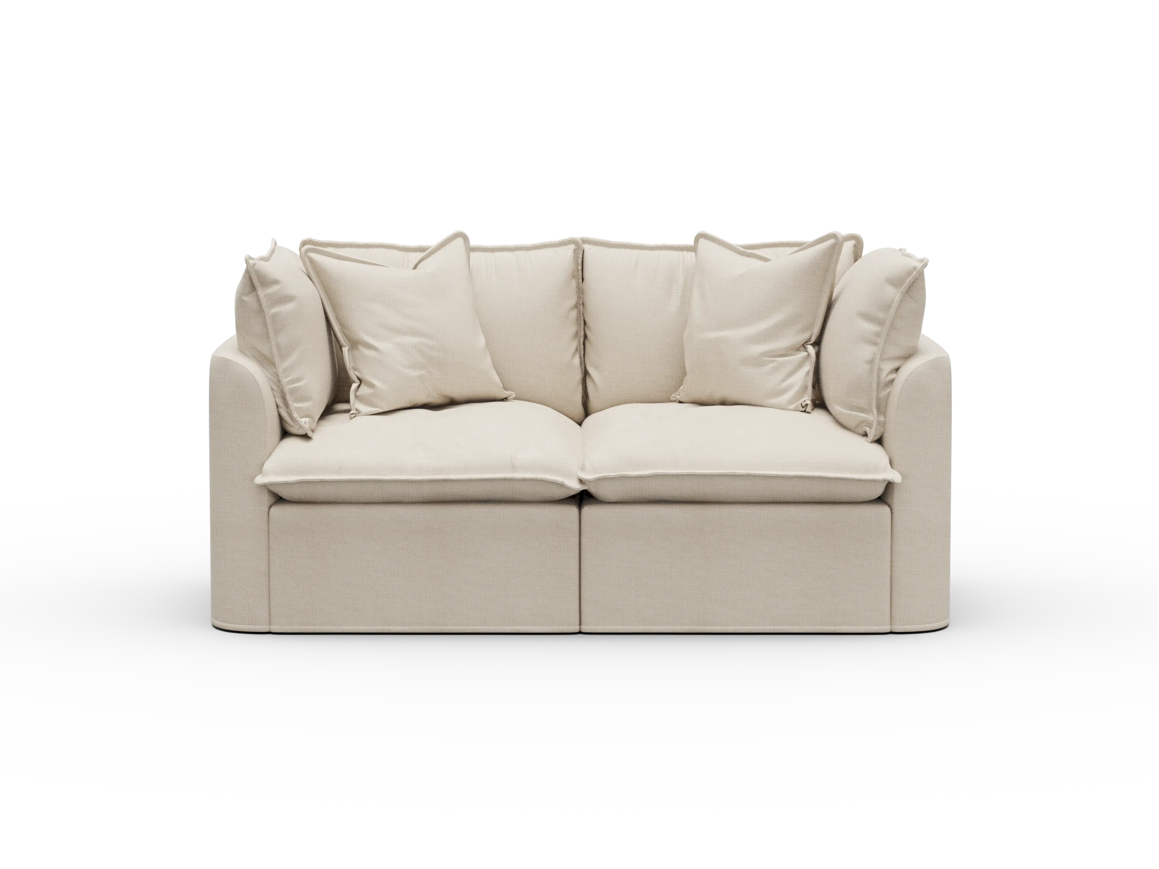 Koala Tamarama Washable Covers 2-section modular sofa in cream linen-look fabric on white