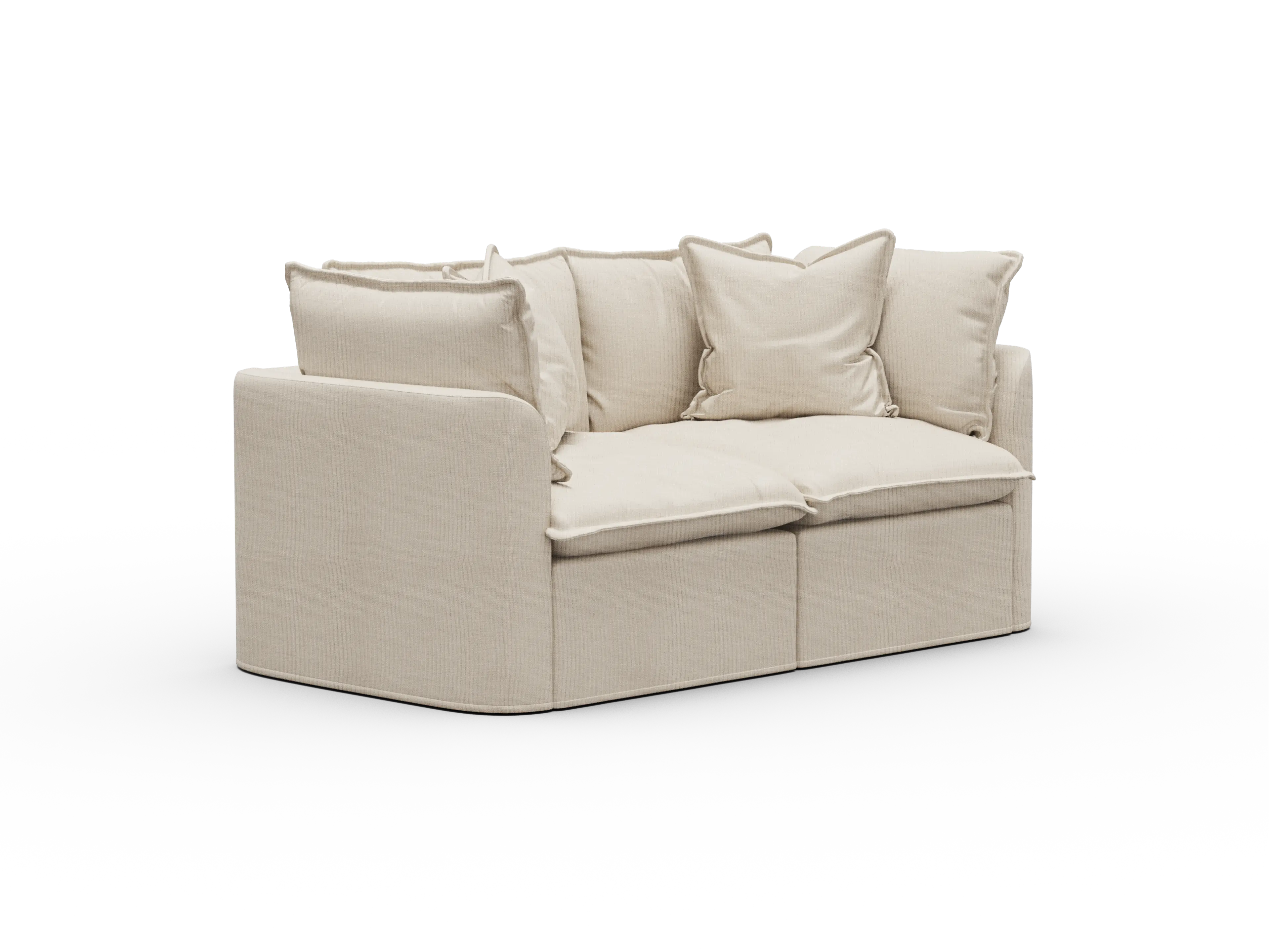 Koala Tamarama Washable Covers 2-section modular sofa in cream linen-look fabric on white