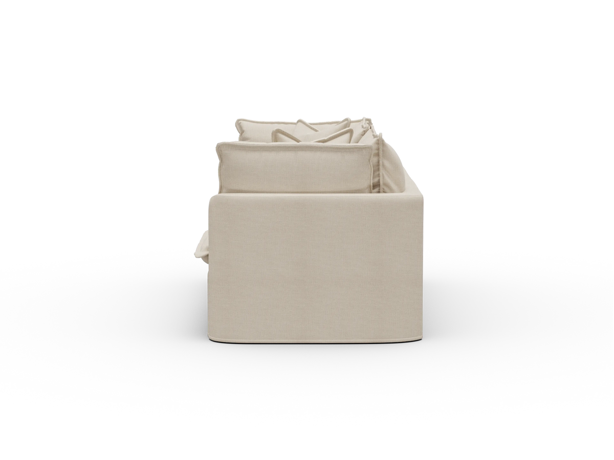 Koala Tamarama Washable Covers 2-section modular sofa in cream linen-look fabric on white