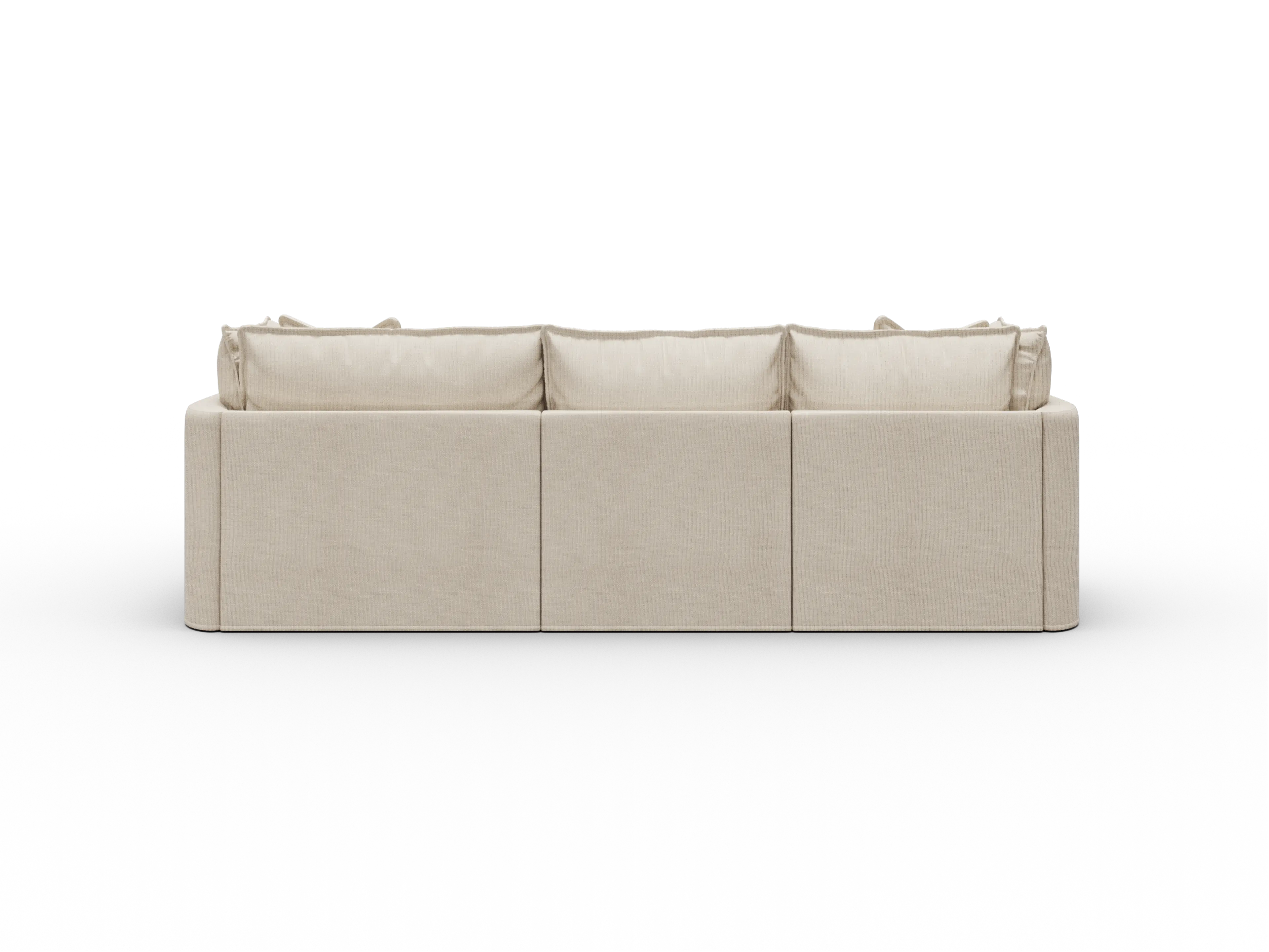 Koala Tamarama Washable Covers 3-section sofa with chaise in cream linen-look fabric on white