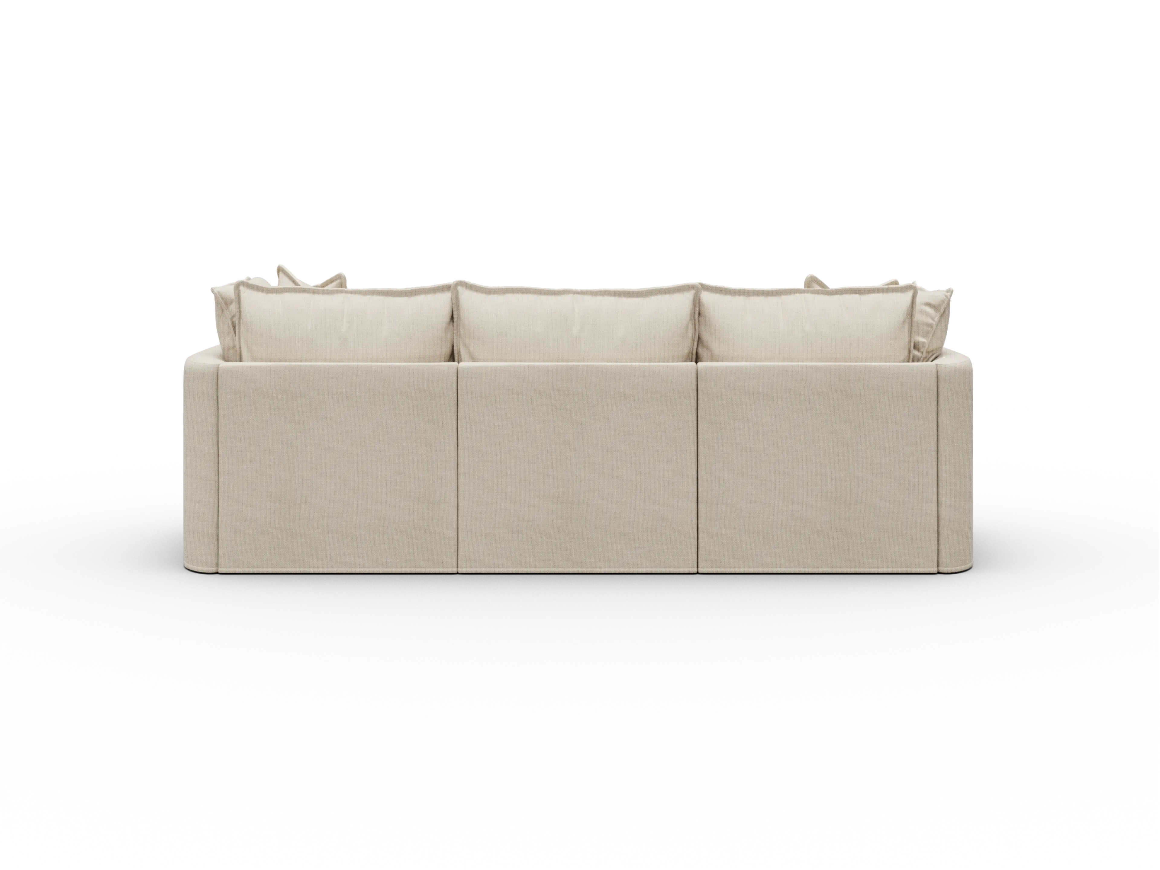 Koala Tamarama Washable Covers 3-section modular sofa in cream linen-look fabric on white
