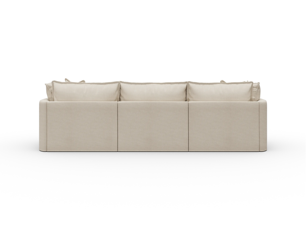 Koala Tamarama Washable Covers 3-section modular sofa in cream linen-look fabric on white