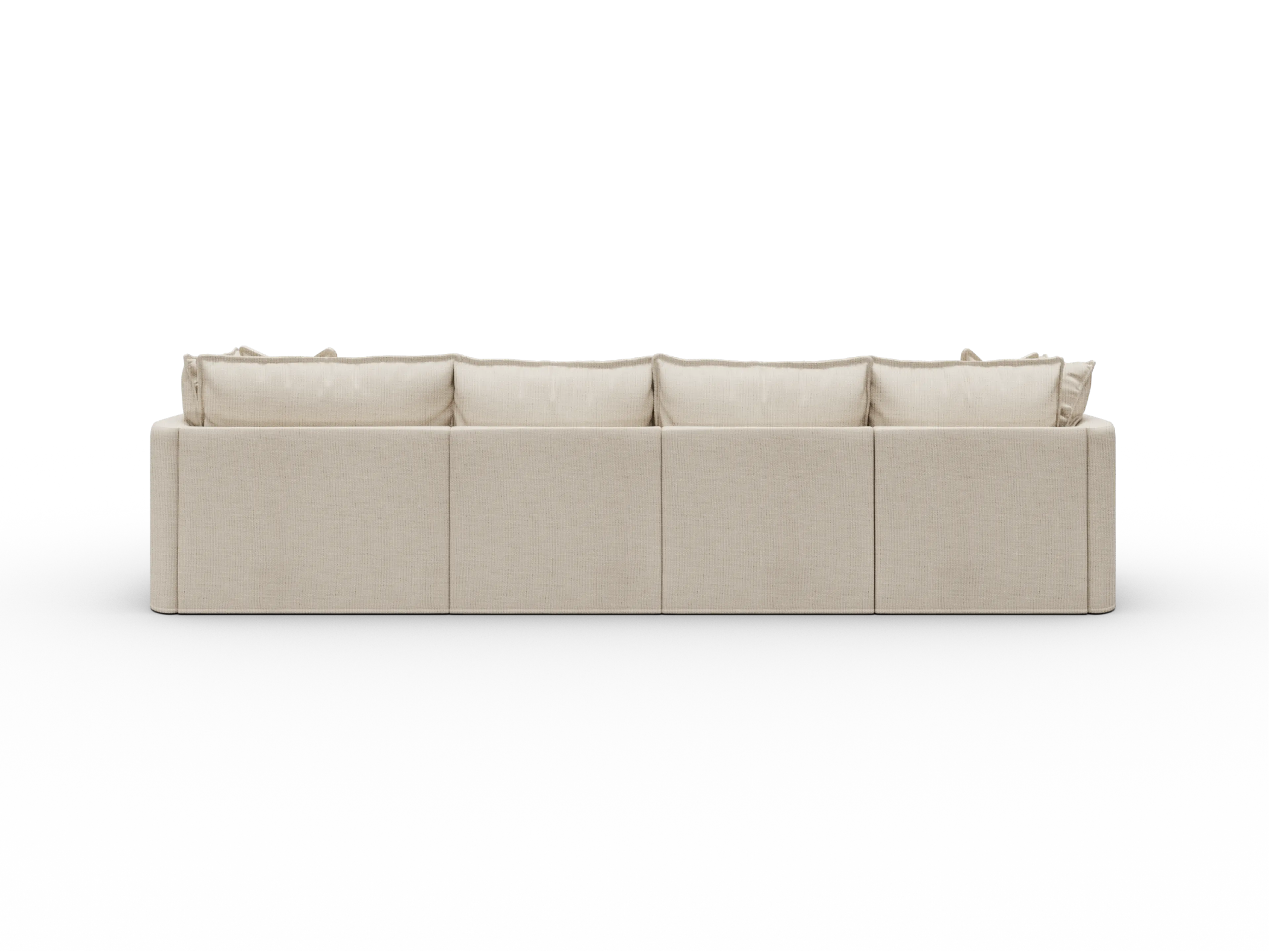 Koala Tamarama Washable Covers 4-section sofa with chaise in cream linen-look fabric on white