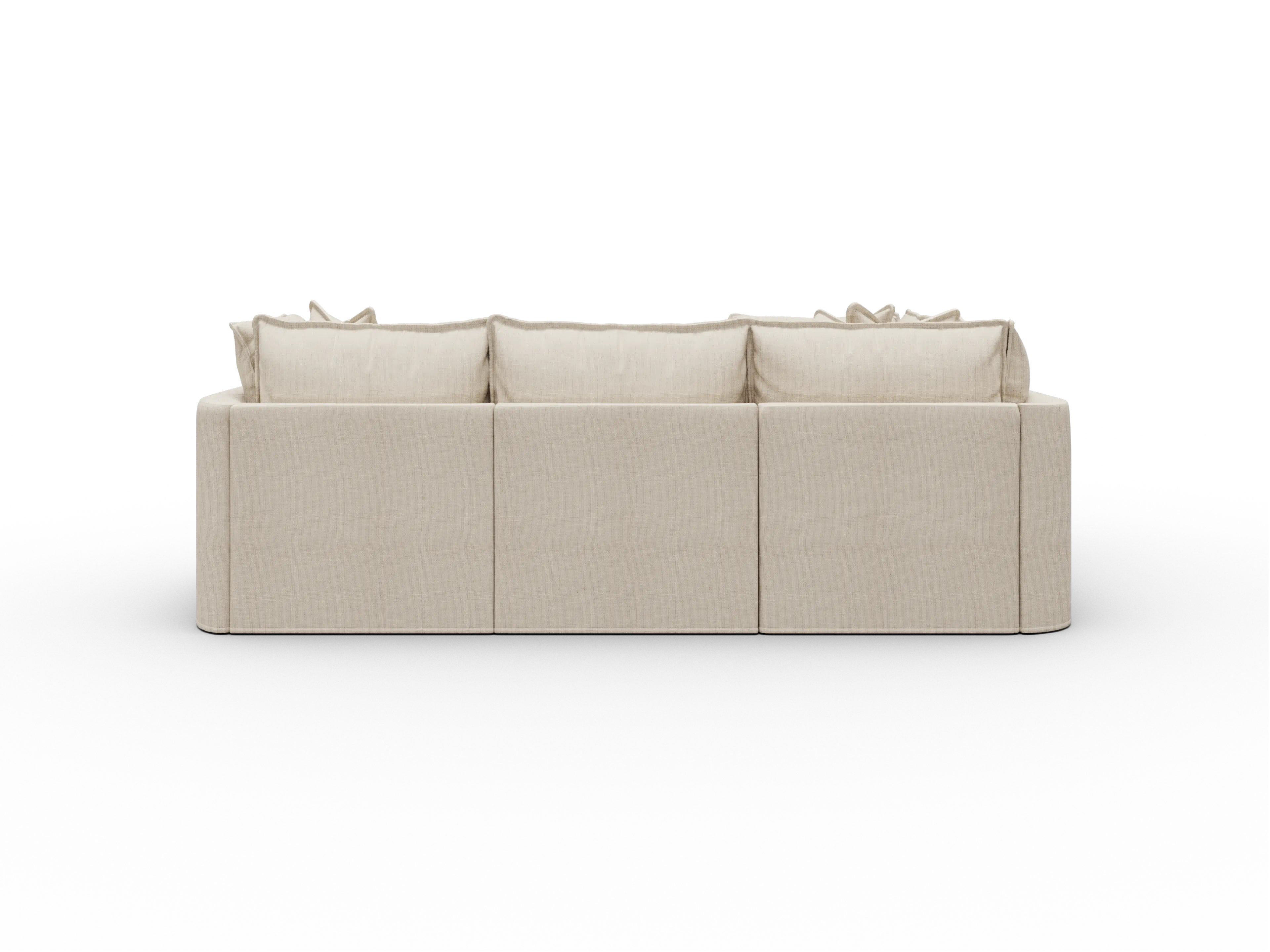 Koala Tamarama Washable Covers 4-section L-shape sectional with corner in cream linen-look fabric on white