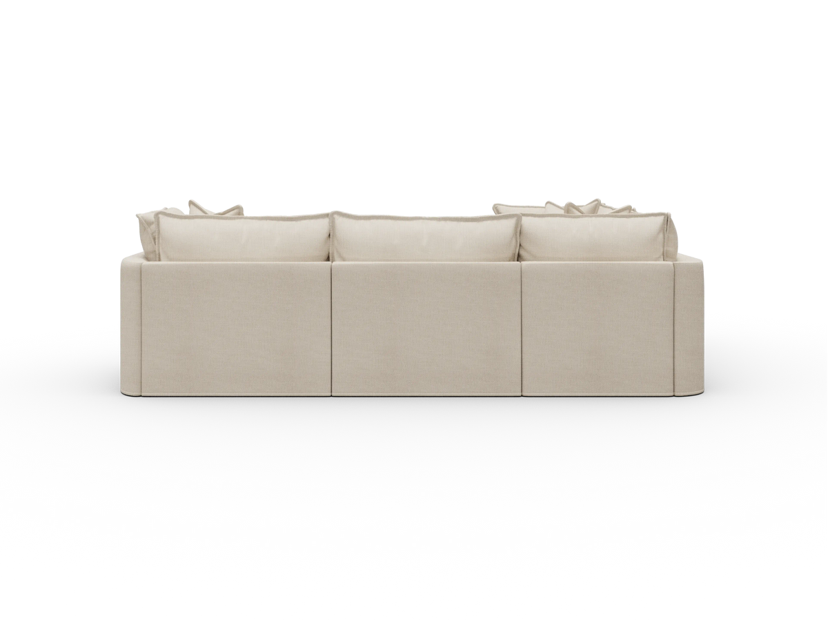 Koala Tamarama Washable Covers 4-section L-shape sectional with corner in cream linen-look fabric on white