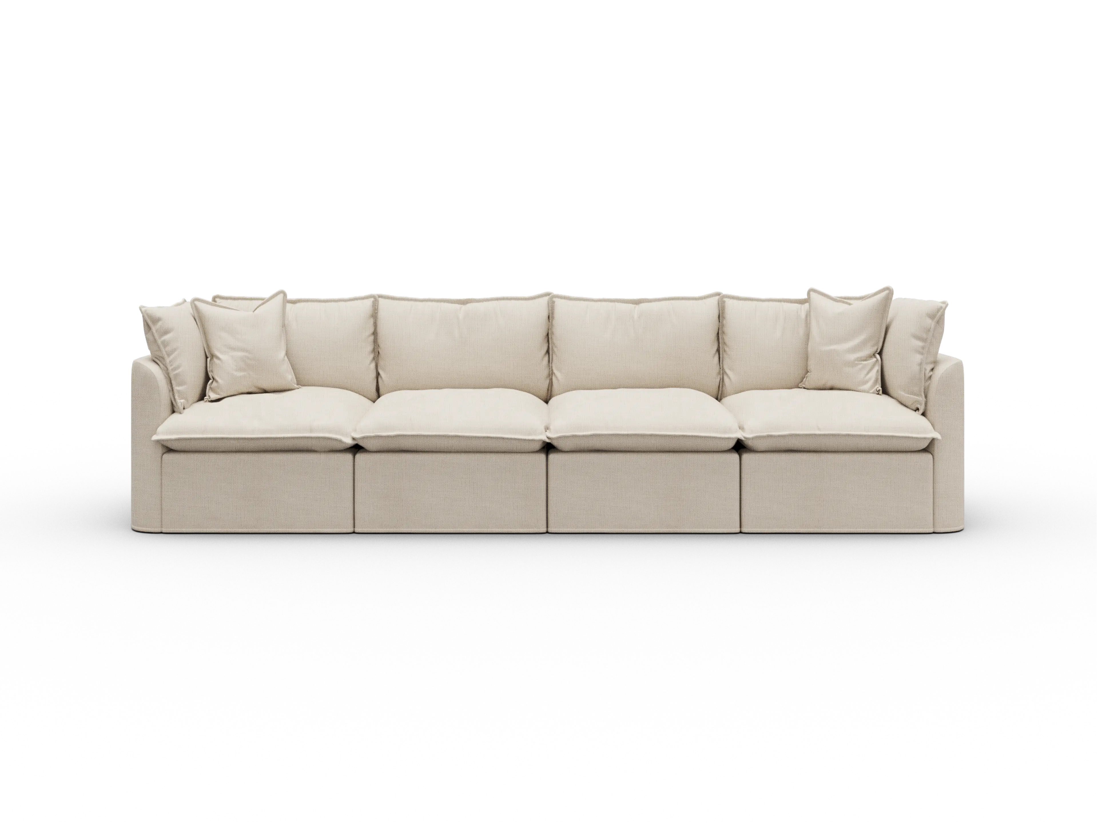Koala Tamarama Washable Covers 4-section modular sofa in cream linen-look fabric on white