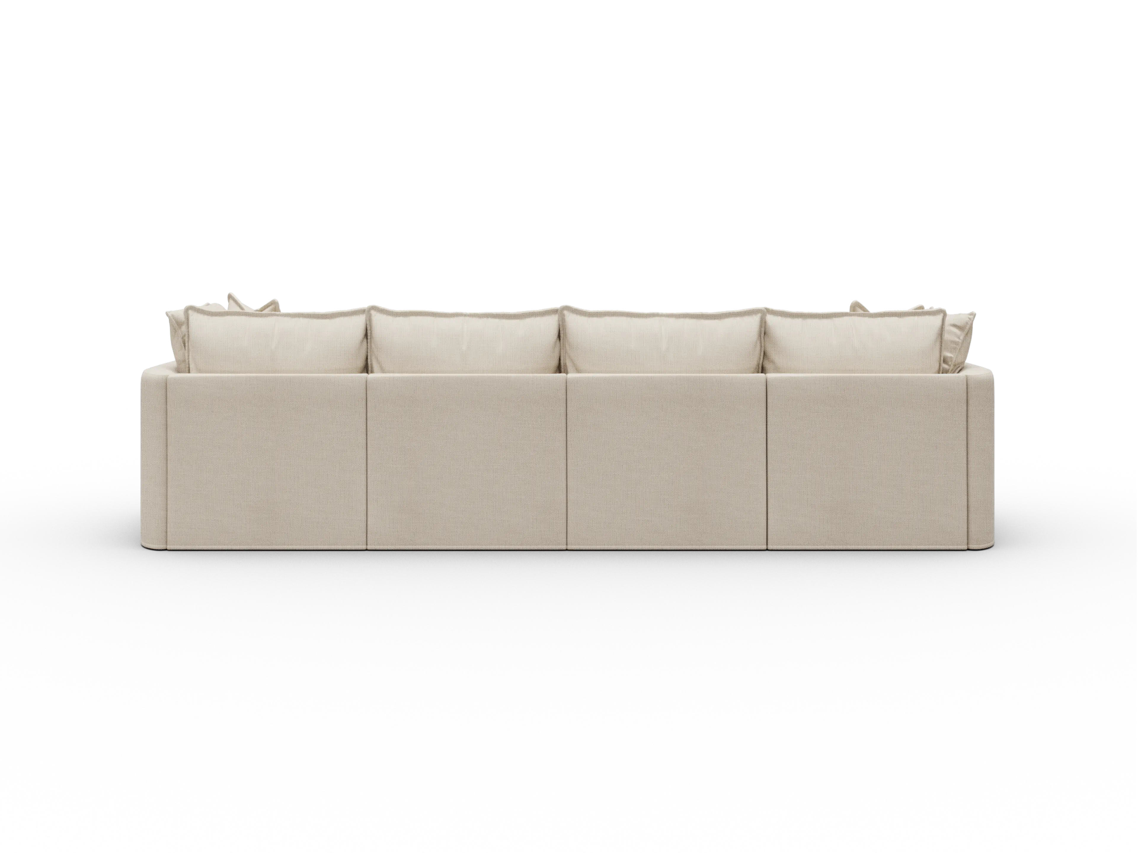 Koala Tamarama Washable Covers 4-section modular sofa in cream linen-look fabric on white