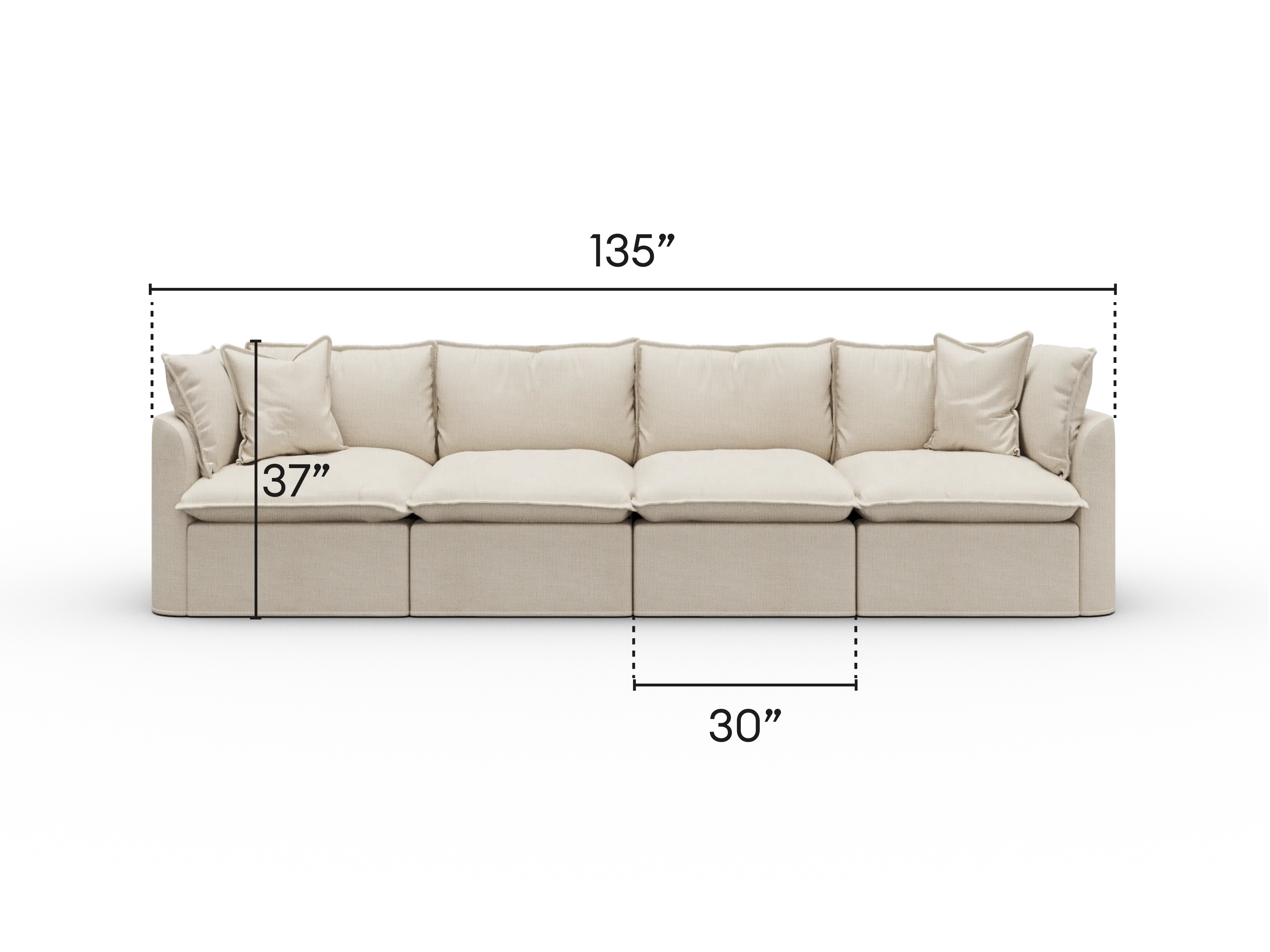 Tamarama Modular Sofa - Regular / 4 Sections / Winter Cream