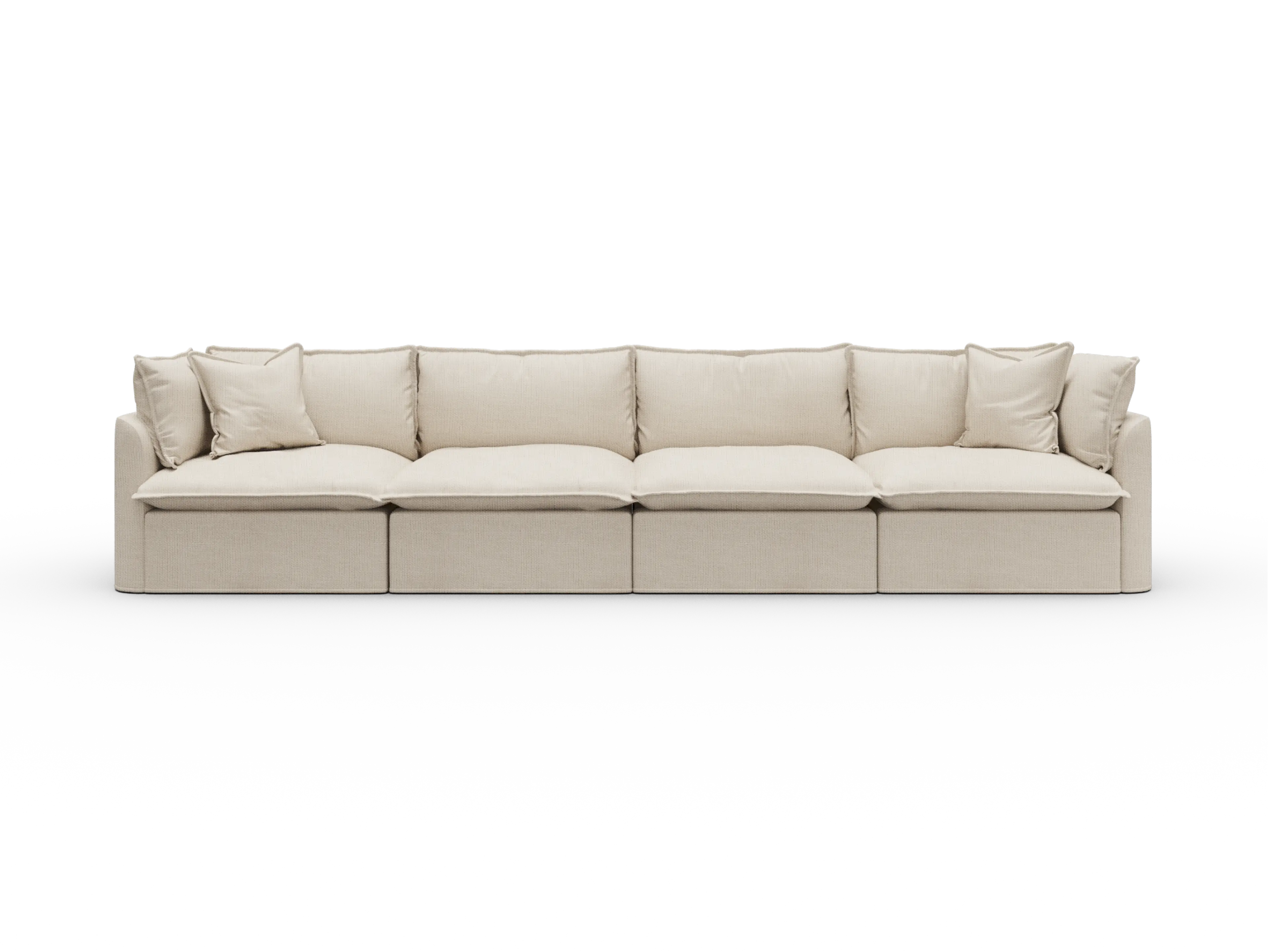 Koala Tamarama Washable Covers 4-section modular sofa in cream linen-look fabric on white