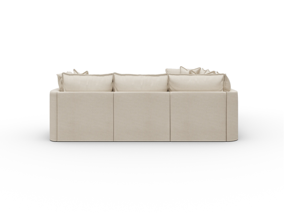 Koala Tamarama Washable Covers 5-section L-shape sectional with corner in cream linen-look fabric on white