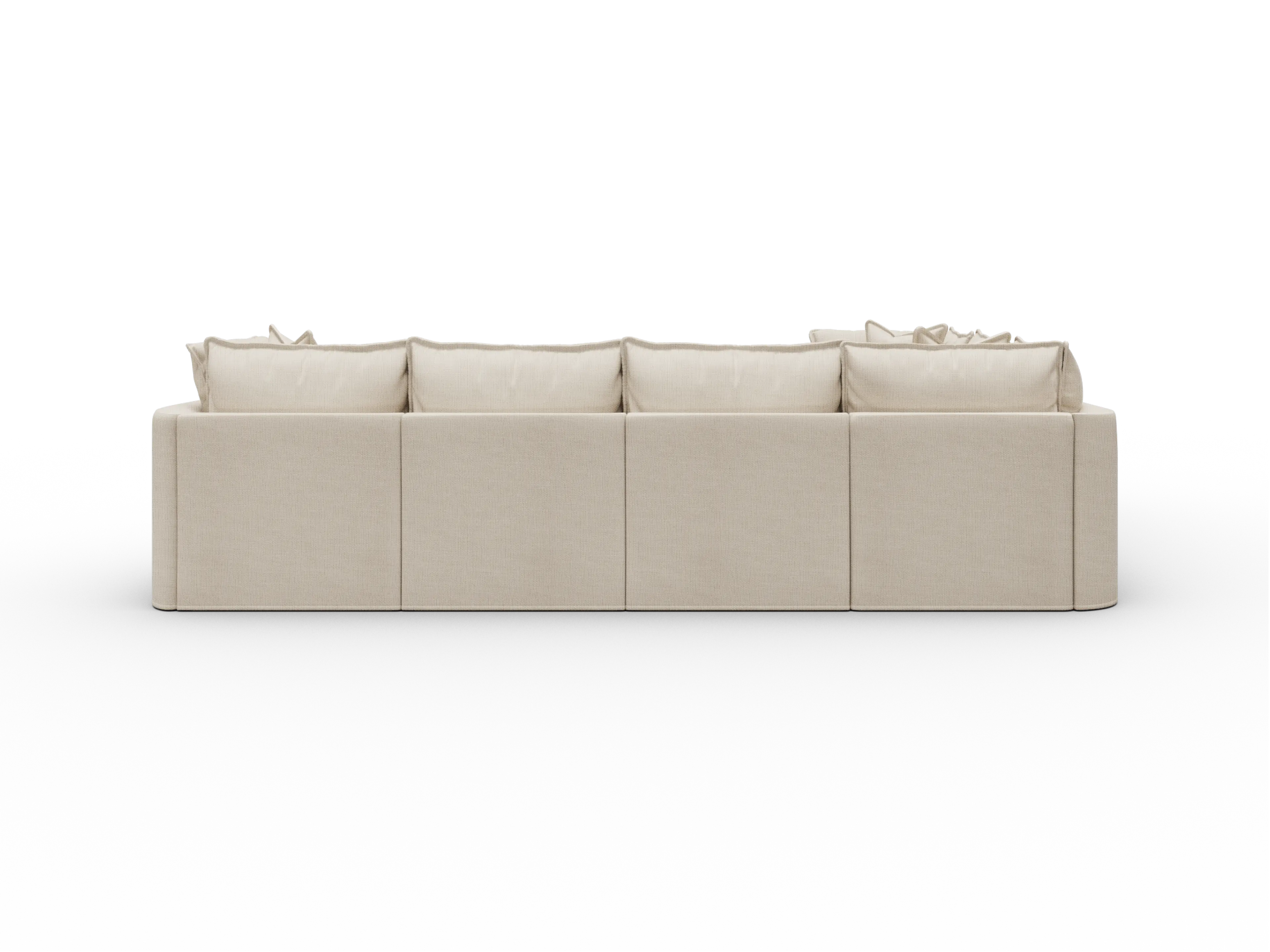 Koala Tamarama Washable Covers 6-section L-shape sectional with corner in cream linen-look fabric on white