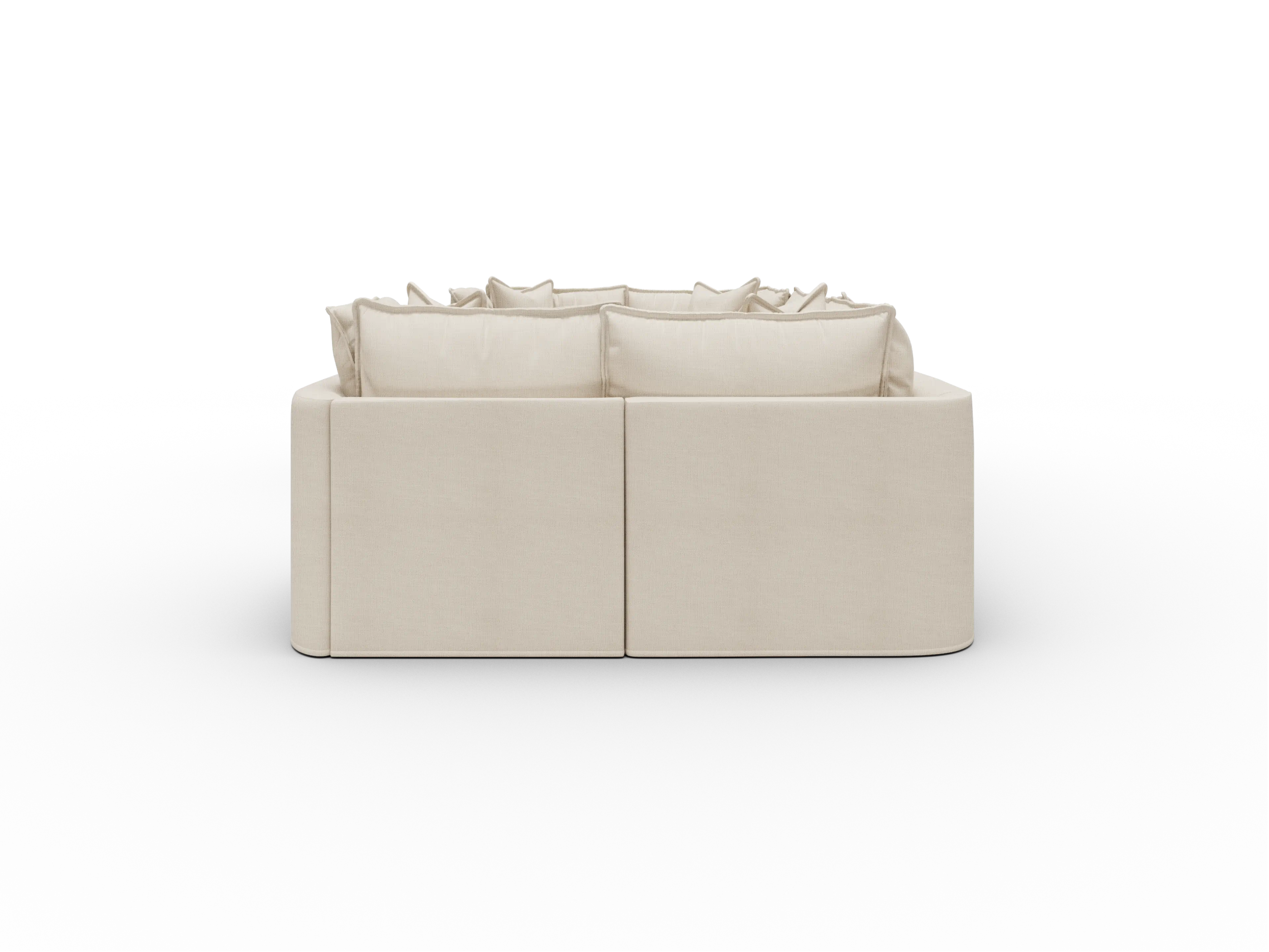 Koala Tamarama Washable Covers 6-section U-shape sectional with two corners in cream linen-look fabric on white