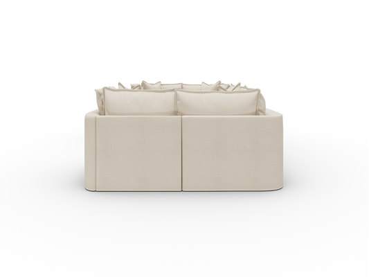 Koala Tamarama Washable Covers 6-section U-shape sectional with two corners in cream linen-look fabric on white