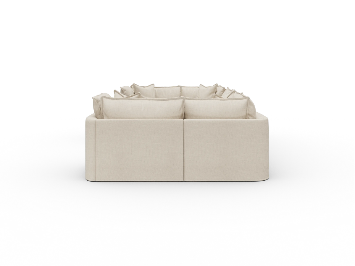 Koala Tamarama Washable Covers 6-section U-shape sectional with two corners in cream linen-look fabric on white