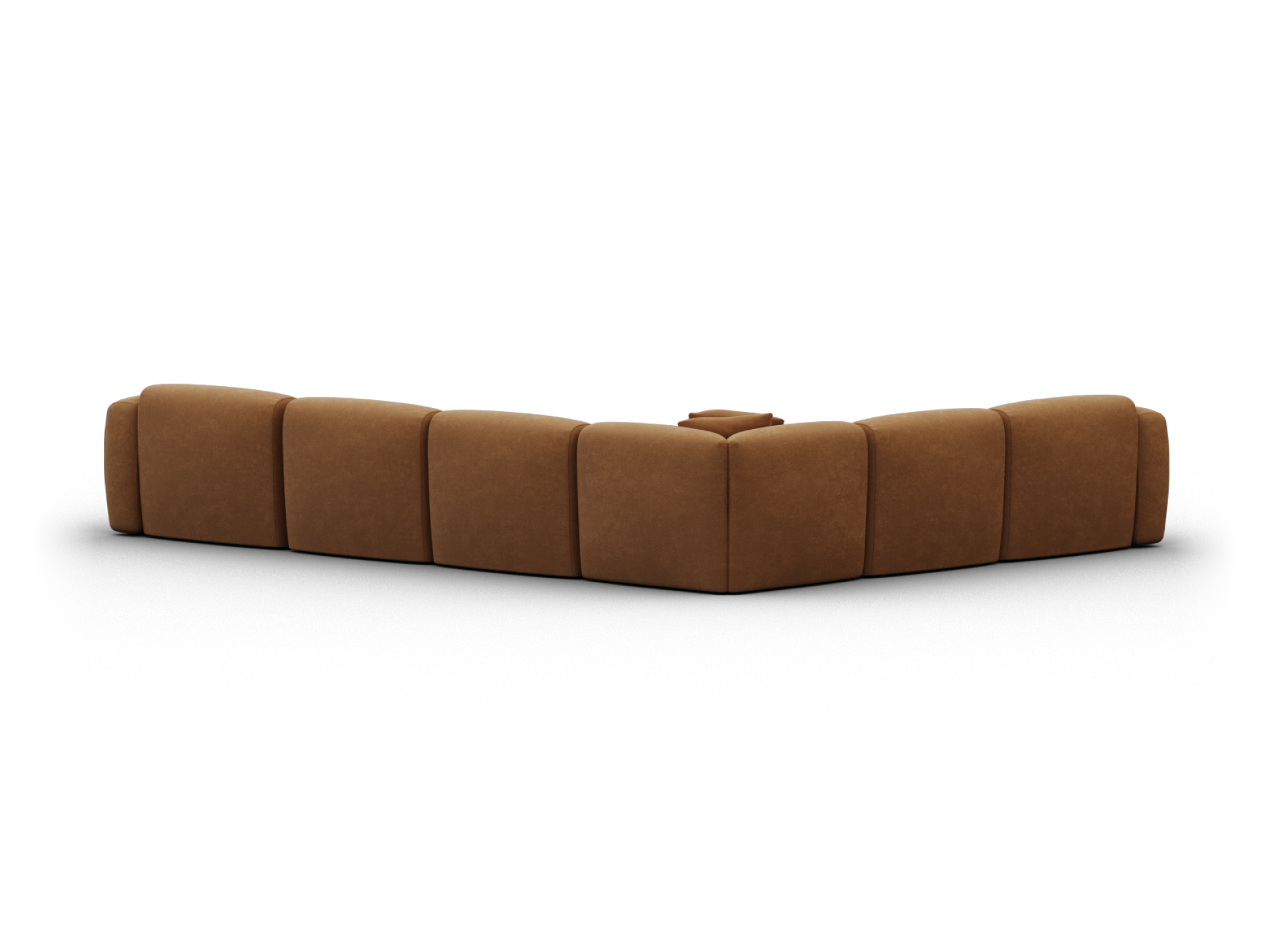 Luxurious brown leather modular sectional sofa featuring plush upholstery and a sleek silhouette, perfect for contemporary living rooms.