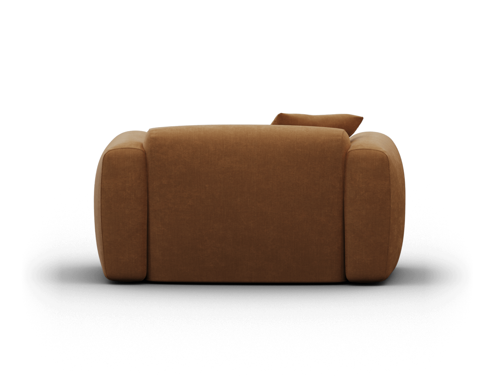 Plush brown fabric sofa with deep cushioning and sleek design, ideal for modern living spaces. Offers a minimalist aesthetic with luxurious comfort.